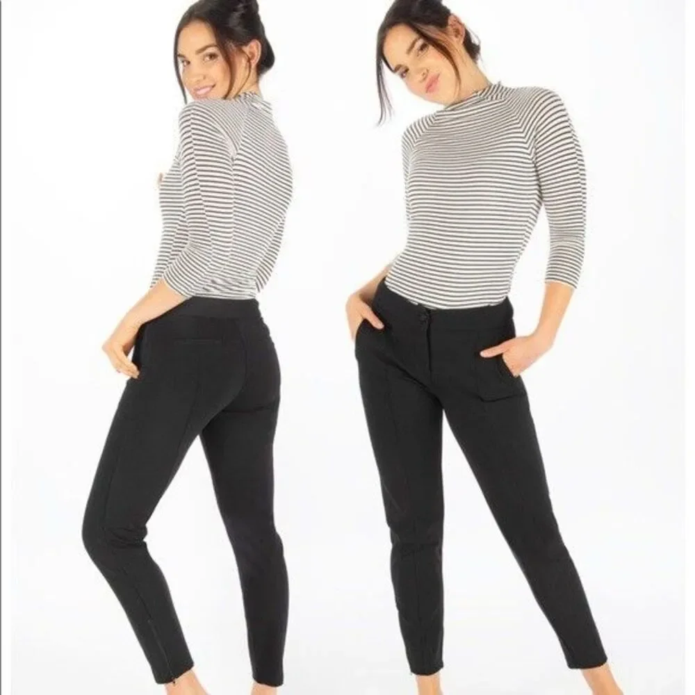 Betabrand Women's Side Zip Black Cigarette Dress Skinny Trousers Pants Small - Picture 2 of 9